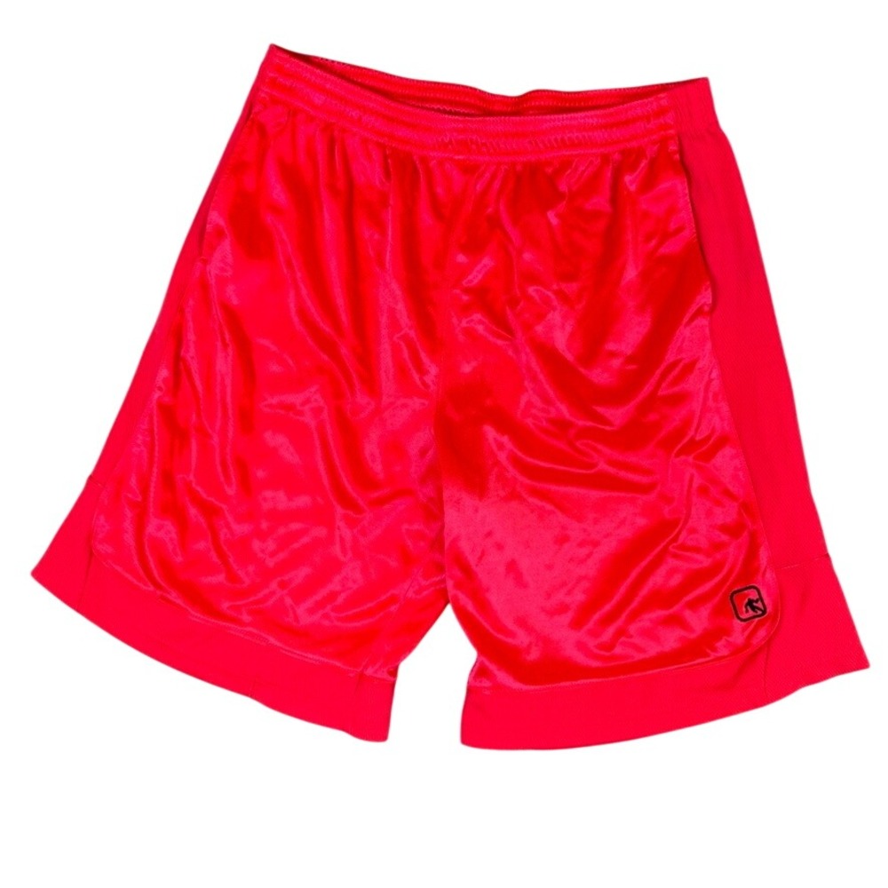 AND1 Mens Basketball Shorts Red Shiny Mesh Athletic Gym Pockets 3XL
